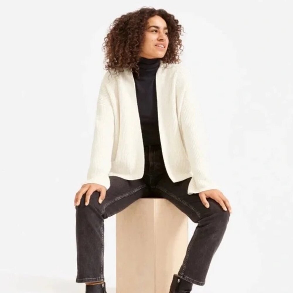 Everlane Open Cardigan Wool‎ Blend Knit Sweater in Gray